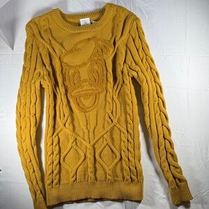 Disney Parks Authentic Original Donald Duck Cable Knit Chunky Slim Crew Neck NW